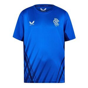 Castore Childrens/Kids Rangers FC Ribbed Collar Training T-Shirt / Blue